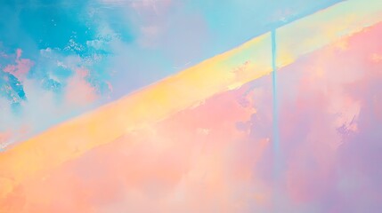 Wall Mural - Abstract Pastel Sky Painting with Diagonal Brushstrokes