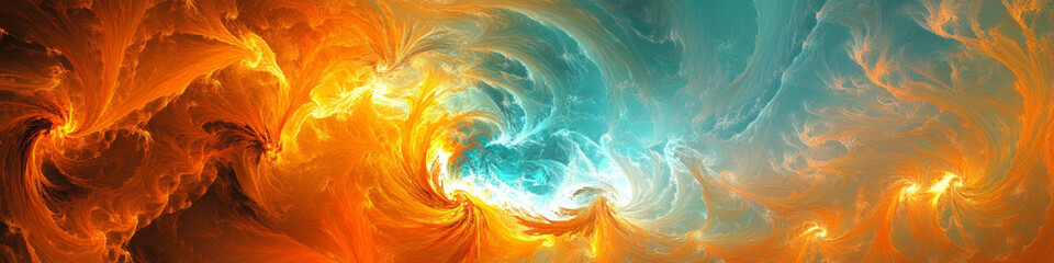 Wall Mural - Bold and dynamic orange-teal swirl with abstract, vibrant energy patterns