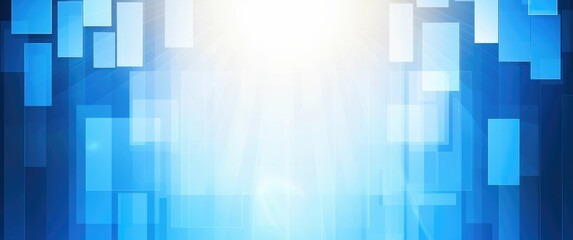 Wall Mural - abstract blue geometric background with bright light.