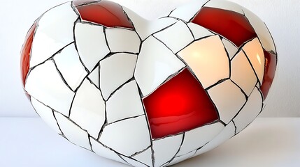 Wall Mural - Red and White Mosaic Heart Sculpture  Home Decor  Valentine s Day