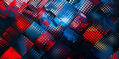 Abstract background with blue and red squares