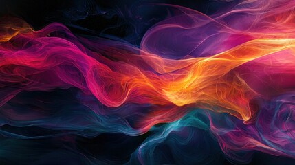 Wall Mural - A digital abstract piece with vibrant, flowing patterns, creating a dreamlike and fantastical sense of wonder.
