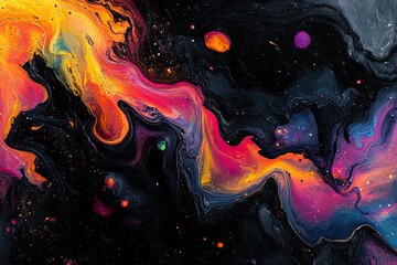 Wall Mural - Colorful painting of a galaxy with a black background