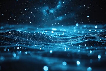 Wall Mural - Blue ocean with a lot of stars in the sky