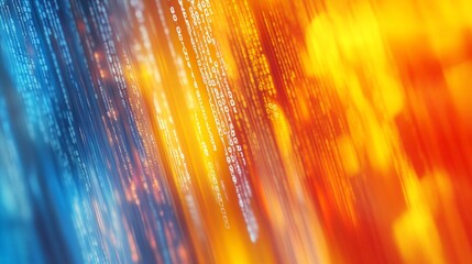 A colorful image of a computer code with red and blue lines