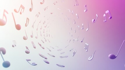 Poster - 3D swirling music notes creating a vibrant and dynamic visual experience in an artistic and lively composition. Generative AI
