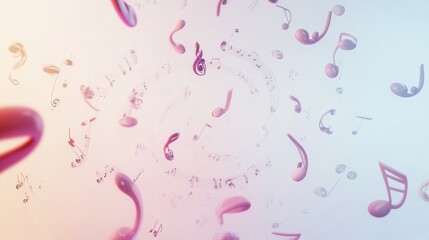 Aufkleber - Colorful 3D music notes swirl in a vibrant pattern creating a dynamic visual celebration of sound and rhythm. Generative AI