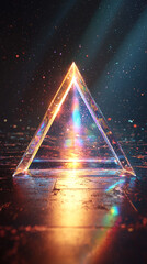 Wall Mural - Luminous Glass Pyramid  Sparkling Light  Abstract Background