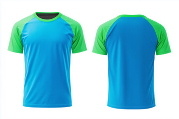 blue and green jersey template for team clubs, jersey sport, front and back, Tshirt mockup sports jersey template design for football soccer, racing, gaming, sports jersey