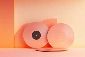 Poster - Vintage vinyl records showcase bright colors with ample copy space for text customization. Generative AI