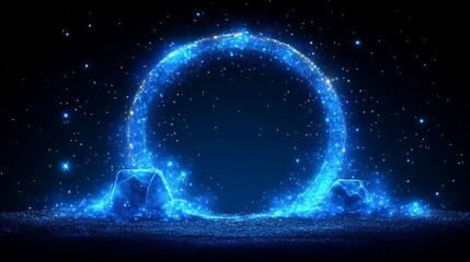 Wall Mural - Luminous Blue Portal with Sparkling Celestial Elements