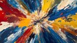 © Witthawat - A creative burst of paint splashing in the center with shades of blue red and yellow merging into one