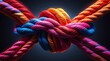 © Imagine  - Intricately woven colorful rope knot showcasing vibrant hues and artistic design, perfect for creative backgrounds, textile inspiration, and decorative patterns in modern and traditional art styles