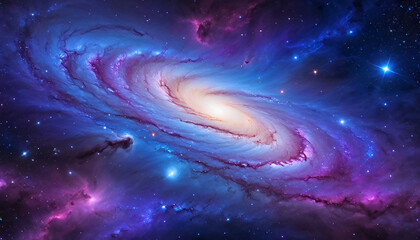 Wall Mural - An abstract representation of a galaxy in space, featuring bright colors and swirling patterns that evoke a sense of cosmic wonder