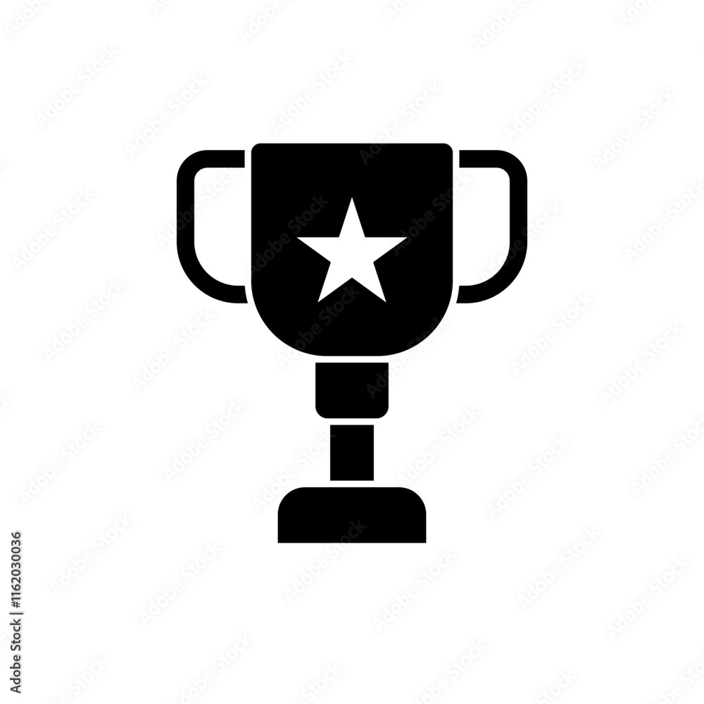 trophy icon with stars, simple flat style, illustration, logo sign ...