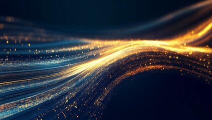 Poster - Abstract glowing wave of light particles.