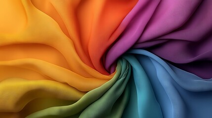 Wall Mural - A close up of a rainbow colored fabric background