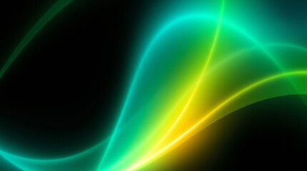 Leinwandbilder - Abstract light trails creating vibrant green and yellow swirls on black background