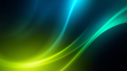 Canvas Print - Abstract green and blue light trails flowing on dark background