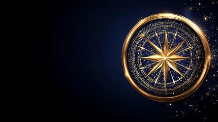 Wall Mural - Celestial Compass Golden Navigation Star Chart