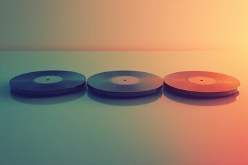 Aufkleber - Vintage vinyl records arranged in a row with vibrant colors and space for creative text. Generative AI