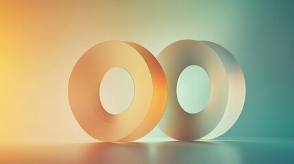 Fototapete - Vintage vinyl records in 3D with smooth textures and copy space for text. Generative AI