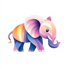 a colorful, stylized elephant illustration featuring vibrant hues and a playful design, perfect for 