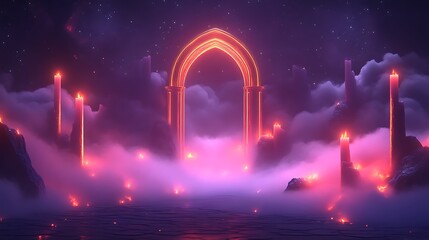 Wall Mural - Glowing Archway In A Mystical Candlescape