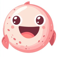 Wall Mural - A cute, smiling cartoon blobfish with big eyes and fins.
