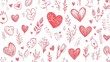 © Sabina Gahramanova - Hand-drawn red heart doodle collection, isolated on a white background. Set of cute hand-drawn hearts in different shapes for a Valentine's card or wedding invitation design. Love symbol.