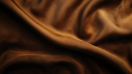 Poster - Textured Golden Brown Fabric with Dark Shadows and Undulating Surface, Detailed Close-Up View