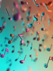 Leinwandbilder - Colorful 3D music notes floating in a vibrant abstract background during a creative digital artwork session. Generative AI