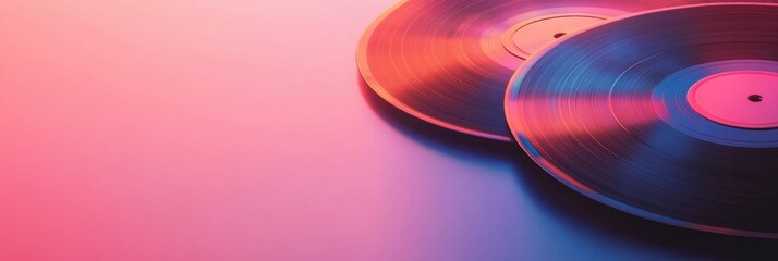 Aufkleber - Vintage vinyl records showcasing a colorful ambience with copy space for text. Generative AI