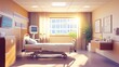 © Muhammad - An empty, modern hospital room with medical equipment, a bed, and bright lighting, showcasing cleanliness and advanced healthcare facilities