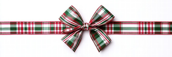 Leinwandbilder - Festive plaid Christmas gift bow with ample copy space for a personalized message or design. Generative AI