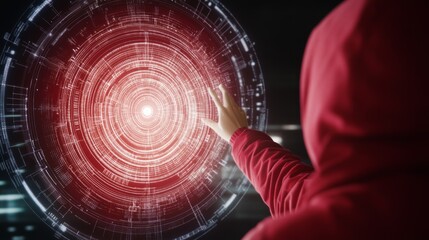Hacker Accessing Digital Data Network Interface
