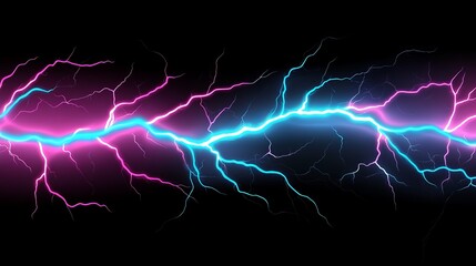 Wall Mural - neon pink blue electric lightning bolt energy burst