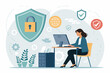 © pj - Ai generated cybersecurity strategies for business protection digital environment infographic concept