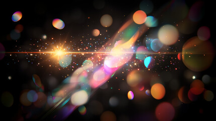 Leinwandbilder - Vibrant Holographic Abstract Background with Colorful Lights, Bokeh, and Lens Flare. Perfect for Futuristic and Sci-Fi Designs.