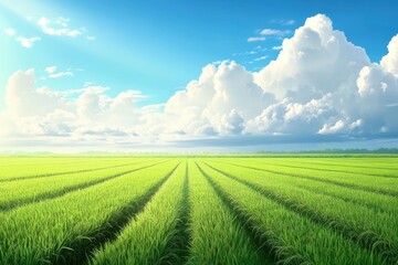 Wall Mural - sunny day over vast green field. (7)