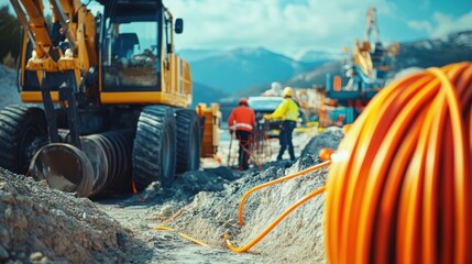 Cable laying, construction site.