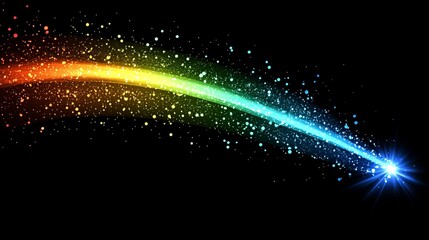 Wall Mural - rainbow comet trail sparkling across black sky