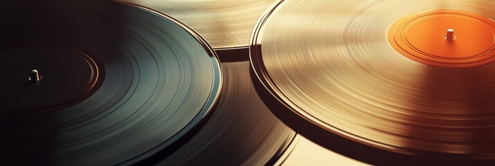 Aufkleber - Vintage vinyl records on a turntable with ample copy space for creative text or branding ideas. Generative AI