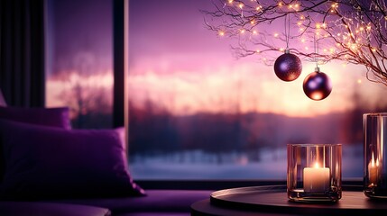 Wall Mural - a few candles rest on a table near a vase with flowers and a lit candle