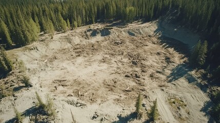 Aerial View of Barren Mountainside Under Bright Sunlight