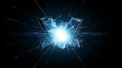 Wall Mural - shattering x digital explosion of light and glass