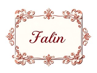 Wall Mural - Ornate Floral Frame with Elegant Name Falin