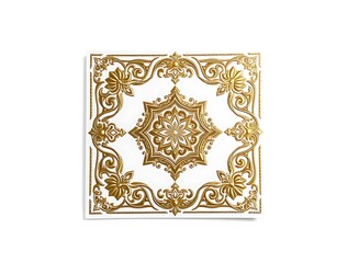 Wall Mural - Gold ornate design on a white square background