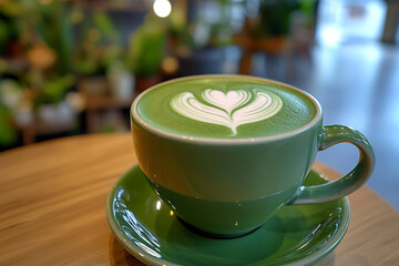 Poster - Matcha Latte Art in a Green Cup