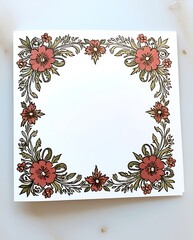 Wall Mural - Elegant Floral Border Design on White Paper